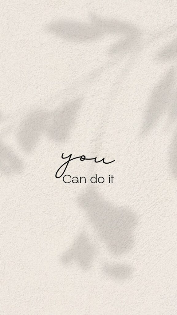 Minimalist motivational quote 'You can do it' on textured beige background with soft shadow effects.