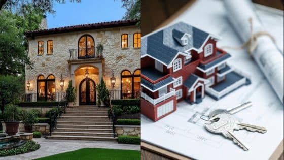 How to Evaluate Whether a Property Is Worth Building On Luxury house exterior, staircase entryway, and architectural plans with keys. Real estate and home buying concept. | Sky Rye Design Luxury house exterior, staircase entryway, and architectural plans with keys. Real estate and home buying concept.
