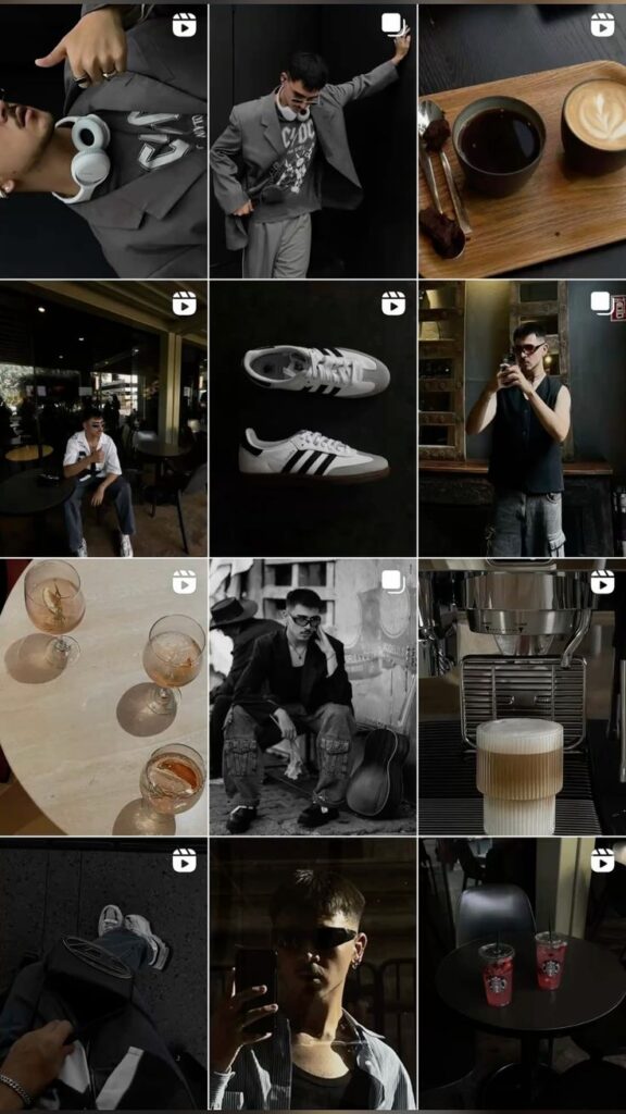Collage of fashion, coffee, sneakers, and sunglasses highlighting urban lifestyle and modern trends.