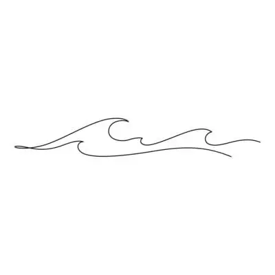 Minimalist single-line wave illustration - ocean surf line art for coastal branding, logos, and modern home decor