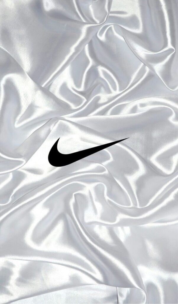 Pin by Bashirova on Обой _ Cool nike wallpapers White satin fabric with a black swoosh logo on top. | Sky Rye Design White satin fabric with a black swoosh logo on top.