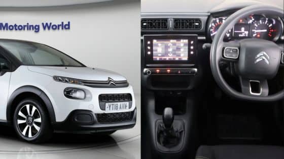 The Rise of Sustainable Car Manufacturing White Citroën car exterior and interior view with modern dashboard at showroom. | Sky Rye Design White Citroën car exterior and interior view with modern dashboard at showroom.