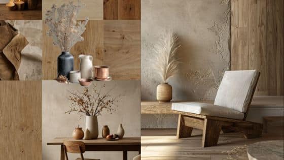 Viewing Deck Blog 1 Rustic interior with wooden accents, minimalist decor, and neutral tones, featuring vases and a cozy chair. | Sky Rye Design Rustic interior with wooden accents, minimalist decor, and neutral tones, featuring vases and a cozy chair.