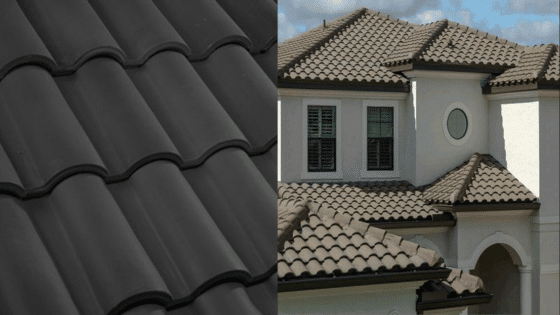 Viewing Deck Blog 10 Close-up of black roof tiles and a house with beige roof tiles under a blue sky. | Sky Rye Design Close-up of black roof tiles and a house with beige roof tiles under a blue sky.