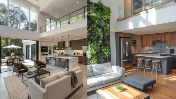 Viewing Deck Blog 2 Modern open-concept living spaces with lush greenery, sleek kitchens, and abundant natural light through large windows. | Sky Rye Design Modern open-concept living spaces with lush greenery, sleek kitchens, and abundant natural light through large windows.