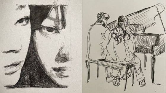 Viewing Deck Blog - 2025-05-05T210911418 Artistic sketch of two faces and a couple playing piano, depicting emotion and music connection. | Sky Rye Design Artistic sketch of two faces and a couple playing piano, depicting emotion and music connection.