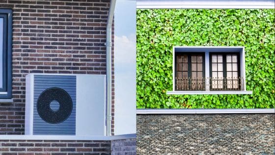 Viewing Deck Blog 30 Outdoor air conditioning unit on brick wall and window surrounded by green ivy on building exterior. | Sky Rye Design Outdoor air conditioning unit on brick wall and window surrounded by green ivy on building exterior.