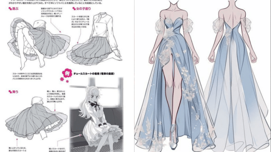 Viewing Deck Blog 7 Illustration of dress design with sewing details and elegant blue evening gowns featuring floral accents. | Sky Rye Design Illustration of dress design with sewing details and elegant blue evening gowns featuring floral accents.