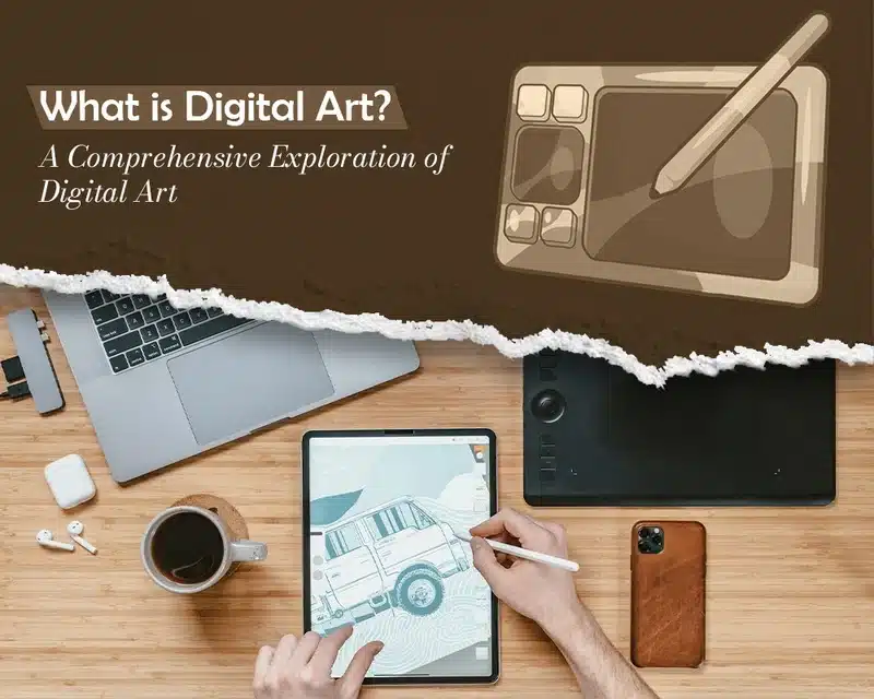 What_is_Digital_Art_A_Comprehensive_Exploration_of_Digital_Art-1000x800-Horizontal_Layout2-MAV Digital art tools on desk with tablet, laptop, stylus, and coffee, showcasing digital art creation process. | Sky Rye Design Digital art tools on desk with tablet, laptop, stylus, and coffee, showcasing digital art creation process.