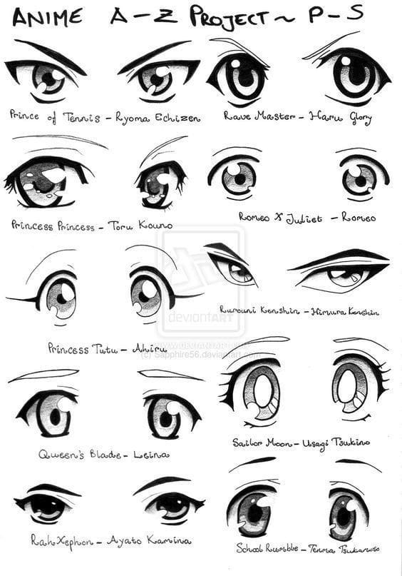c849eef5-c57c-419c-ae02-6c3698aab65a Anime eye illustrations from various series, featuring styles from Prince of Tennis to Sailor Moon, labeled by character. | Sky Rye Design Anime eye illustrations from various series, featuring styles from Prince of Tennis to Sailor Moon, labeled by character.