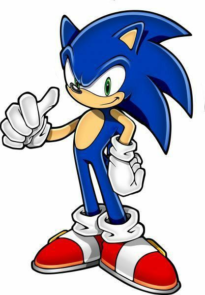 Blue animated character with spiky hair and red shoes giving a thumbs up, standing confidently.