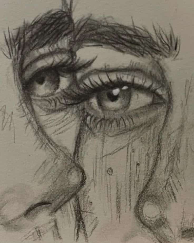 cee08bd53a7d38f7cd9930c20b8c61e6 Pencil sketch of expressive eyes and nose, showcasing detailed shading and texture on paper. | Sky Rye Design Pencil sketch of expressive eyes and nose, showcasing detailed shading and texture on paper.