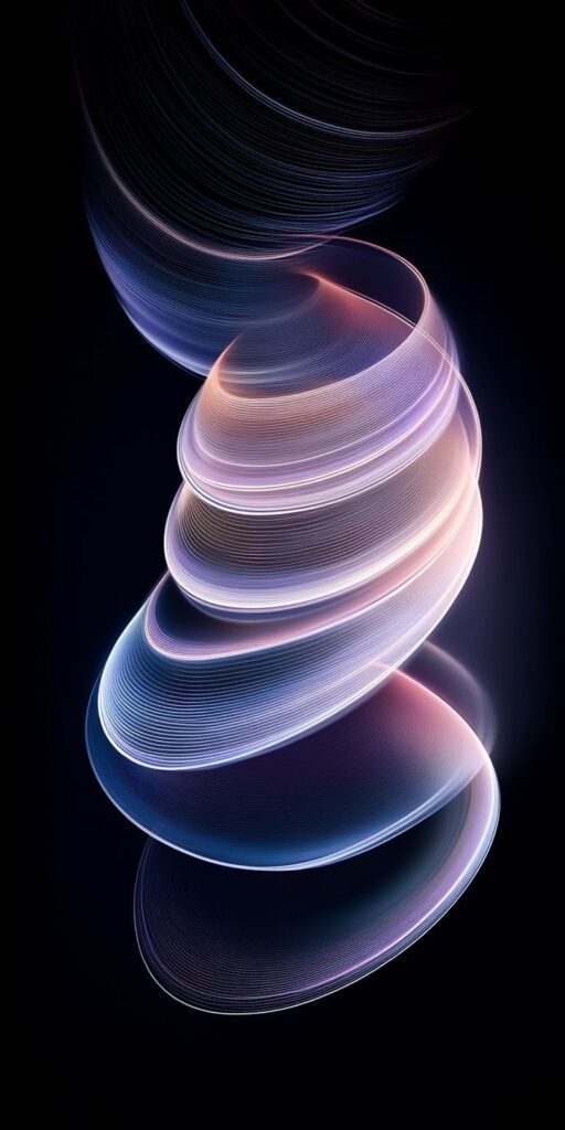 Abstract light swirl on dark background, showcasing colorful, flowing lines in motion.