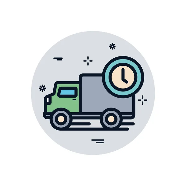 Illustration of a delivery truck with a clock, symbolizing timely shipping and efficient transport services.