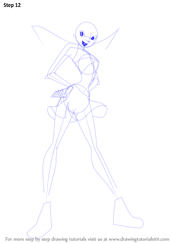 Step-by-step sketch of a fairy character with dynamic poses and expressive features.