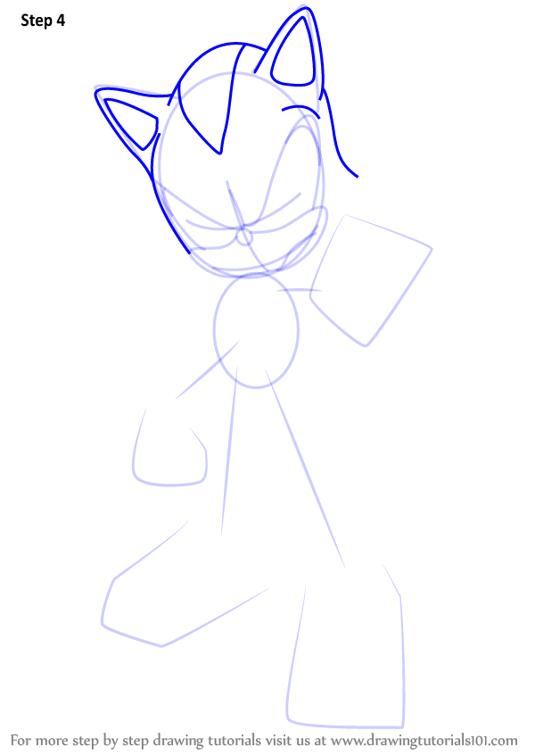 Simple character drawing tutorial with focus on head and facial features. Step 4: outlining key details.