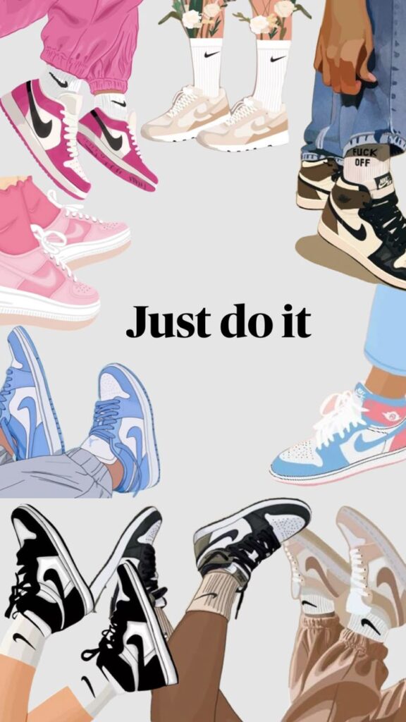 iphonewallpaper wallpaper nike jordan A collection of colorful sneakers with Just Do It text, showcasing diverse Nike styles and vibrant designs. | Sky Rye Design A collection of colorful sneakers with Just Do It text, showcasing diverse Nike styles and vibrant designs.