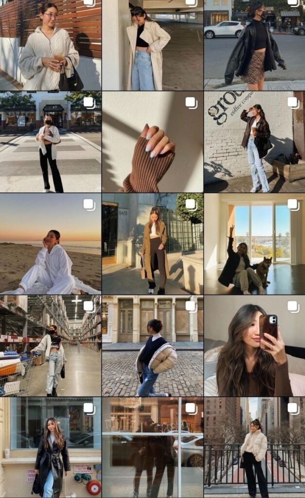Collage of stylish fashion moments showcasing urban lifestyle and outfits with a city backdrop.