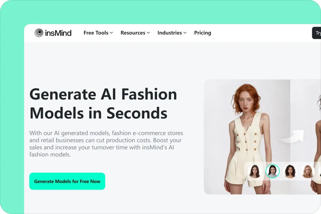 AI fashion models generated instantly with insMind platform, enhancing e-commerce efficiency and sales.