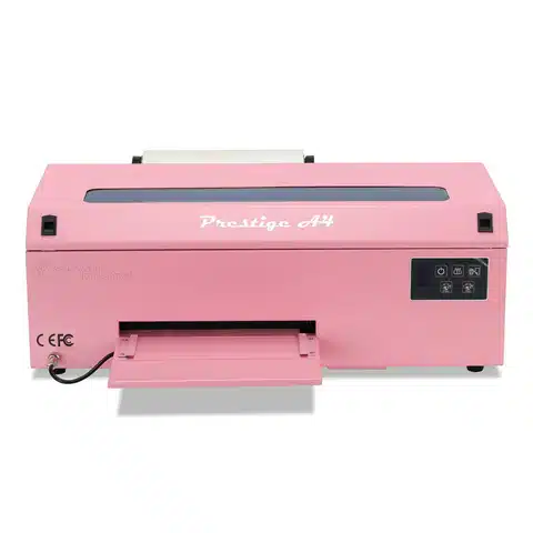 Pink Prestige A4 printer with digital display, ideal for high-quality printing tasks in home or office settings.