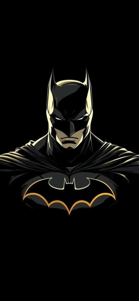 _ 6 Stylized black and gold superhero in bat-themed costume on dark background. Iconic symbol featured on chest. | Sky Rye Design Stylized black and gold superhero in bat-themed costume on dark background. Iconic symbol featured on chest.