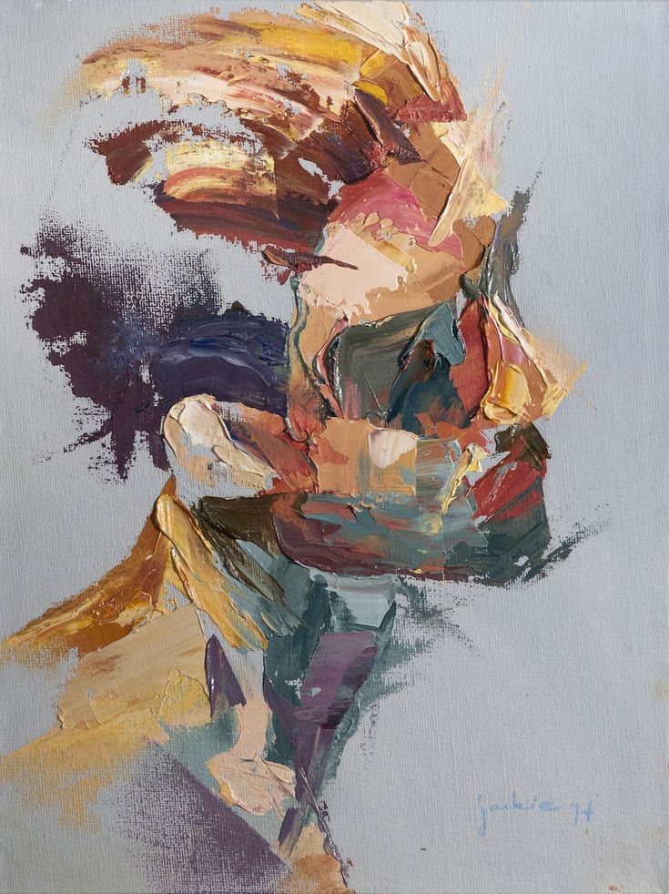63d240de30b1ecc4b1e8f1575740328c Abstract textured painting of a person's profile in vibrant earth tones on a neutral background. | Sky Rye Design Abstract textured painting of a person's profile in vibrant earth tones on a neutral background.