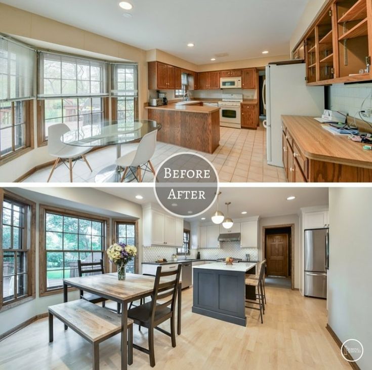 _ 65 Before and after kitchen renovation with modern fixtures and updated design. | Sky Rye Design Before and after kitchen renovation with modern fixtures and updated design.