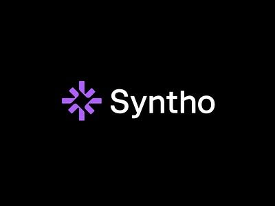 Logo for Syntho with a geometric purple star symbol on a black background, conveying a modern tech aesthetic.
