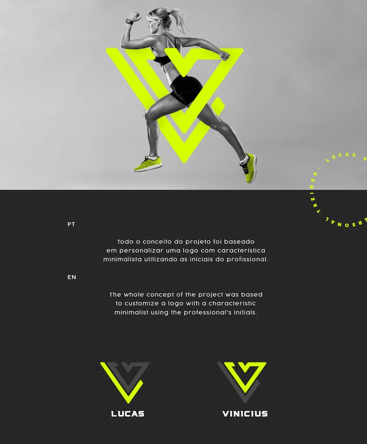 Athletic woman running with neon design, showcasing minimalist logo concept for personal trainer branding.