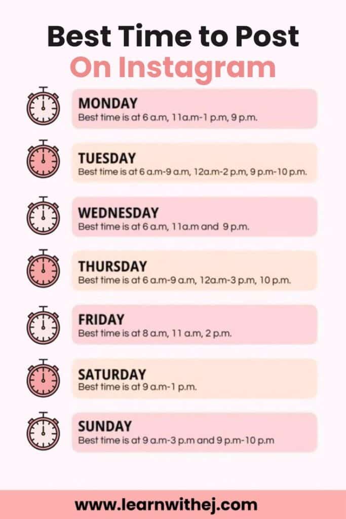Best times to post on Instagram by day of the week, optimize engagement with strategic scheduling.