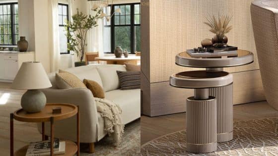 How to Choose the Right Height and Size for Side Table Modern living room with cozy sofa, elegant side tables, and stylish decor accents in a bright, airy setting. | Sky Rye Design Modern living room with cozy sofa, elegant side tables, and stylish decor accents in a bright, airy setting.