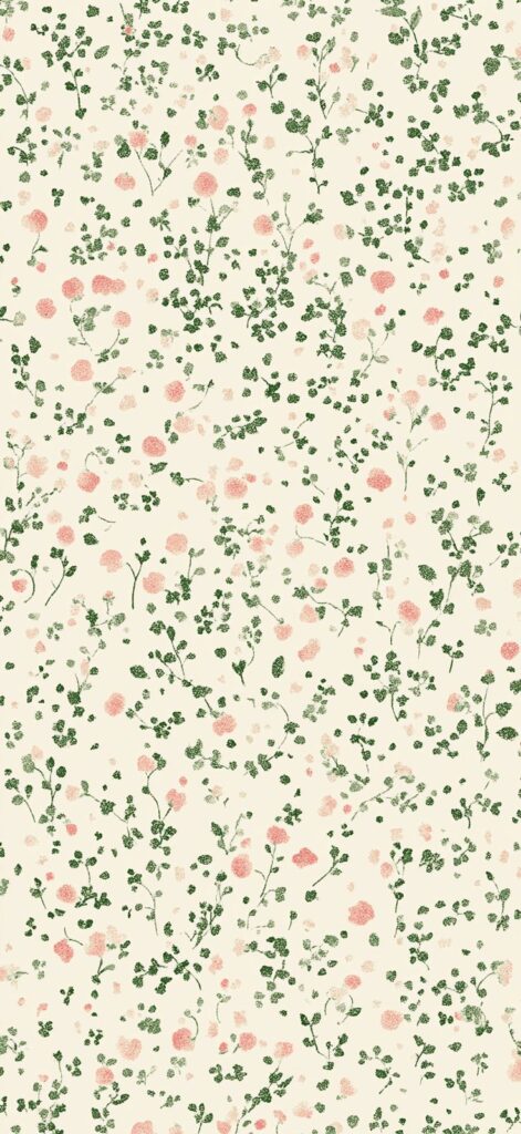 Seamless floral pattern with pink flowers and green leaves on a light background. Vintage botanical design.