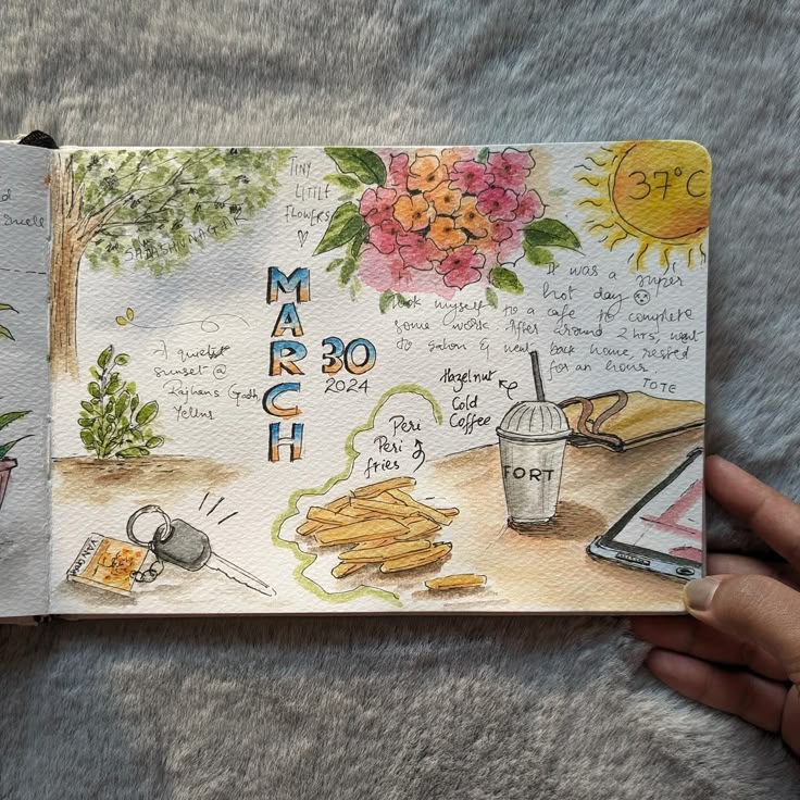 March-ing away into April🏃🏻_♀️🌝 art artist doodles doodling creative creativity sketchjournal paint aesthetic artsandhya explore | Sky Rye Design