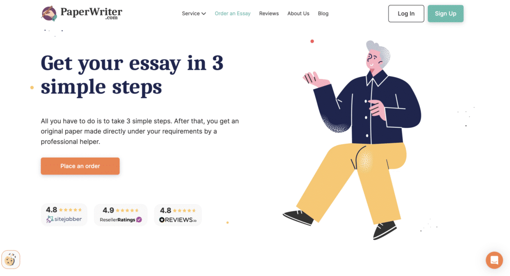 Get your essay in three steps with PaperWriter, featuring high ratings and easy order process.