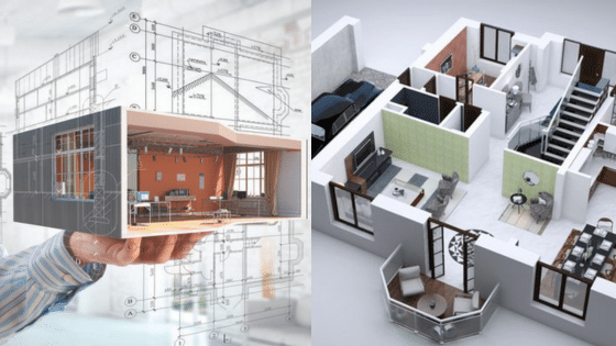 Viewing Deck Blog 1 Graphic of a 3D house model and floor plan blueprint, symbolizing architectural and interior design concepts. | Sky Rye Design Graphic of a 3D house model and floor plan blueprint, symbolizing architectural and interior design concepts.