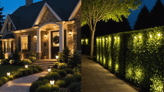 Viewing Deck Blog 1 Charming house and garden with night lighting; illuminated path and hedges create a warm, inviting ambiance. | Sky Rye Design Charming house and garden with night lighting; illuminated path and hedges create a warm, inviting ambiance.
