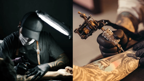 Viewing Deck Blog 10 Tattoo artist focusing on intricate arm designs using a machine and wearing gloves for hygiene. | Sky Rye Design Tattoo artist focusing on intricate arm designs using a machine and wearing gloves for hygiene.