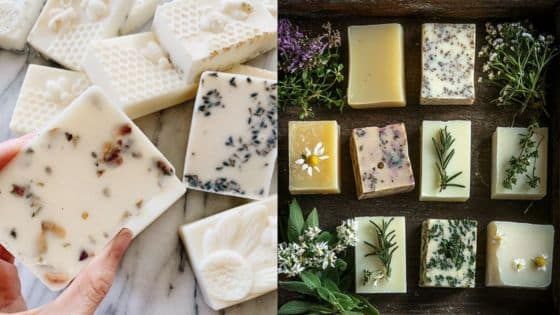Viewing Deck Blog - 2025-06-04T210450356 Handcrafted natural soap bars with herbs and flowers, displayed on marble and wood surfaces. | Sky Rye Design Handcrafted natural soap bars with herbs and flowers, displayed on marble and wood surfaces.