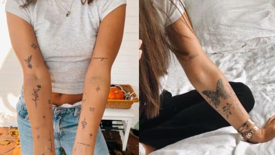 Viewing Deck Blog - 2025-06-12T210058462 Arm tattoos displayed on two women, featuring various small designs like stars and butterflies in casual settings. | Sky Rye Design Arm tattoos displayed on two women, featuring various small designs like stars and butterflies in casual settings.