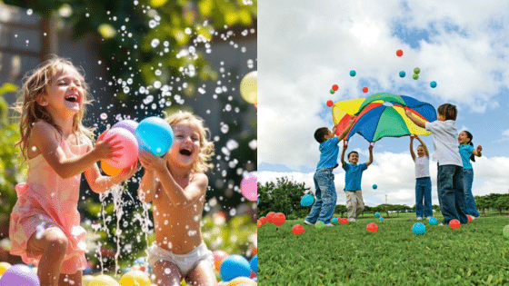 Viewing Deck Blog Children playing joyfully with colorful balls and parachute outdoors. Fun summer activities for kids in the park. | Sky Rye Design Children playing joyfully with colorful balls and parachute outdoors. Fun summer activities for kids in the park.