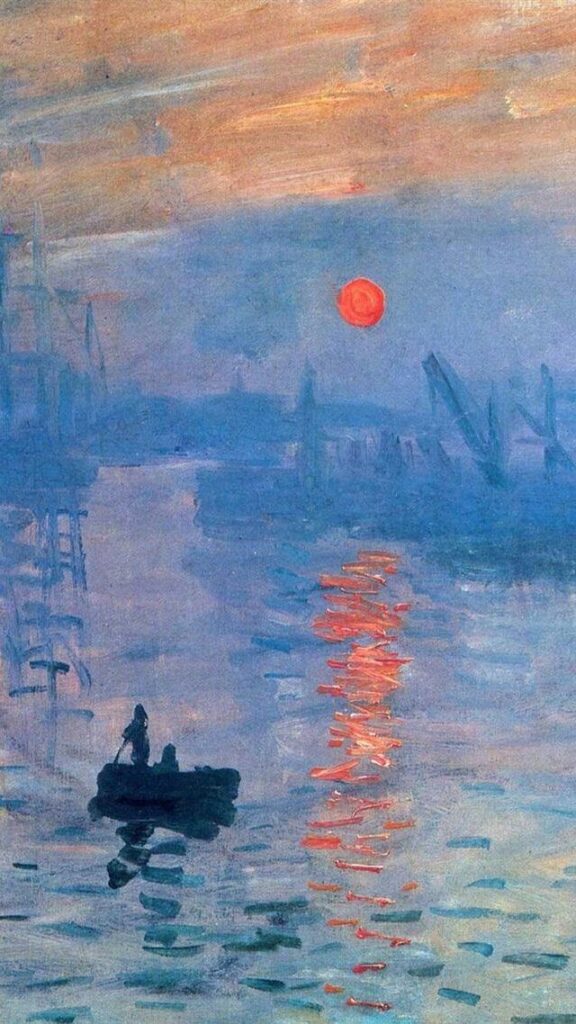 de58b1b1dd6cbf3d77cd41950e0bb075 Impressionist painting depicting a serene sunrise over a harbor with a small boat in the foreground, reflecting vibrant colors on water. | Sky Rye Design Impressionist painting depicting a serene sunrise over a harbor with a small boat in the foreground, reflecting vibrant colors on water.