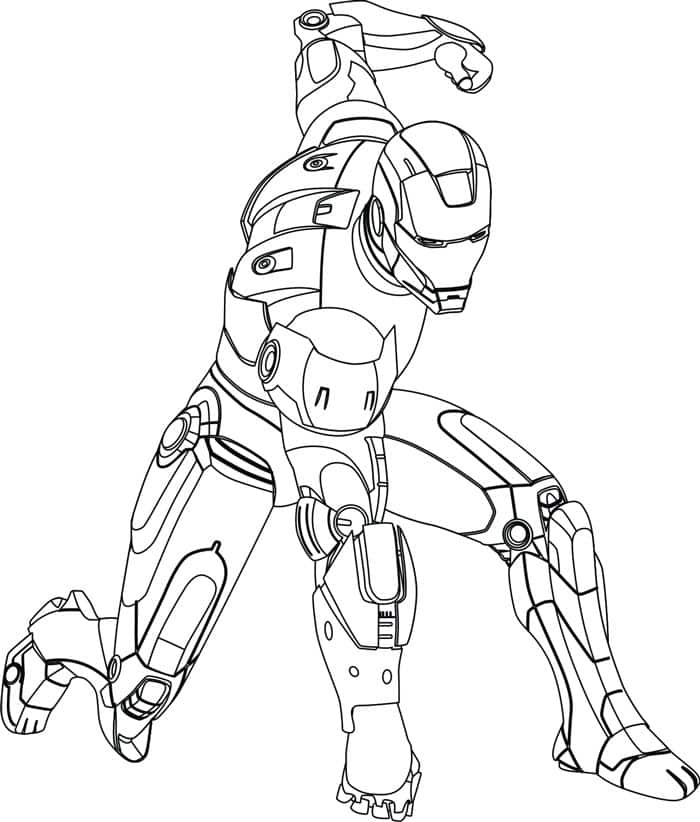 Illustration of a futuristic armored superhero in an action pose, showcasing detailed suit design.