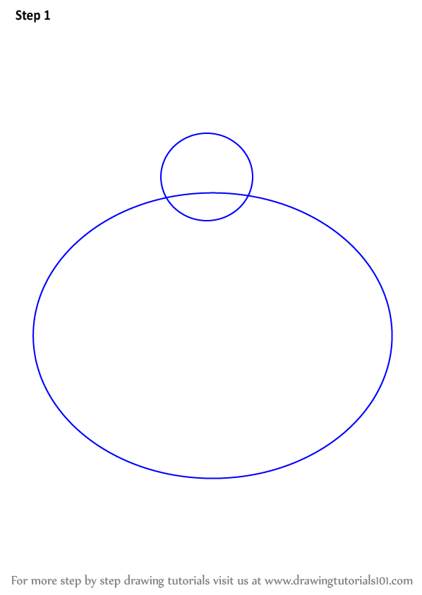 Step 1 of drawing a dragon: sketch overlapping circle and oval guidelines.
