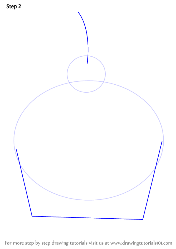 Step 2 of drawing tutorial: Sketch the outline of a simple cartoon character with basic shapes.