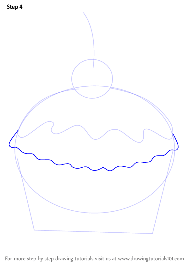 Drawing tutorial: Learn how to outline a cupcake with cherry step-by-step. Perfect for beginner artists and baking enthusiasts.