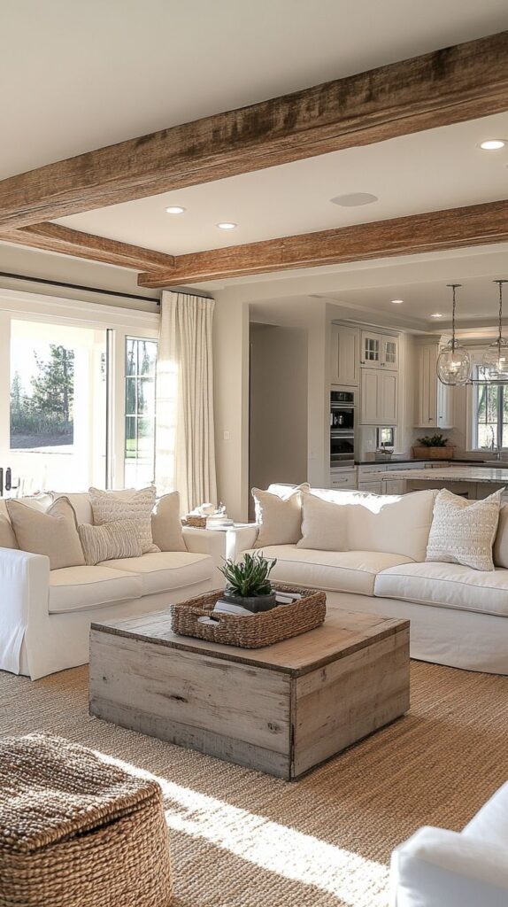 Гостиная с потолочными балками | Sky Rye Design