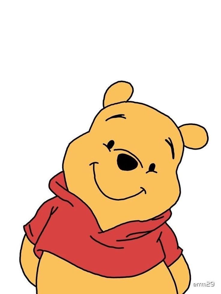 Cute cartoon bear in a red shirt smiling against a white background.