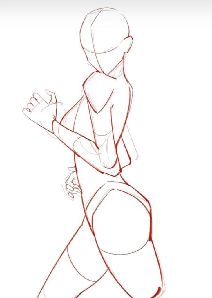 Dynamic sketch of a person in motion, capturing anatomy and movement lines in a fluid drawing style.