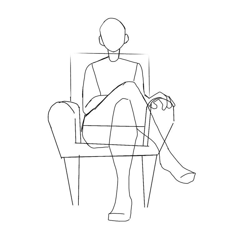 2ce3dab0-12ae-41d0-92f0-14cb87ad582c Line art of a person sitting on a chair with crossed legs, minimalist style drawing. | Sky Rye Design Line art of a person sitting on a chair with crossed legs, minimalist style drawing.