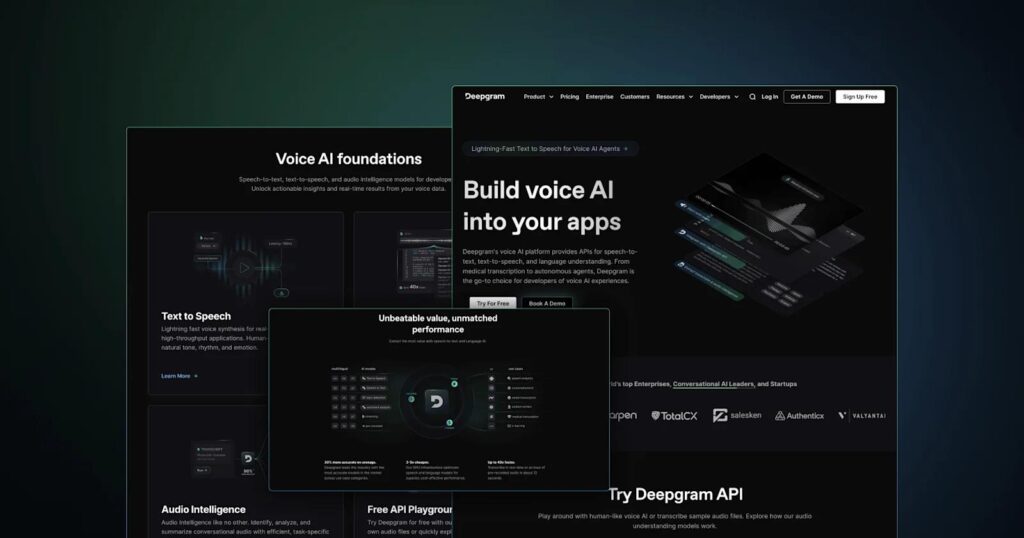 Deepgram AI platform for integrating voice AI, text-to-speech, and audio intelligence into applications.